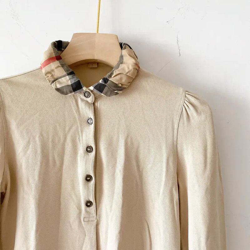 Burberry Burberry Long Sleeve Cotton T-Shirt in Khaki Size S / US 4 / IT 40 - 4 Thumbnail