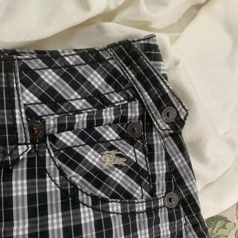 Burberry Burberry Black Cotton Check Mini Skirt Size 28" / US 6 / IT 42 - 3 Thumbnail