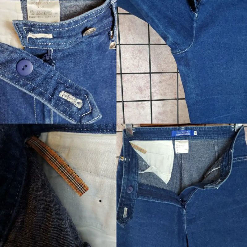 Burberry Burberry Blue Cotton Blend Logo Casual Pants Size 23" - 6 Thumbnail