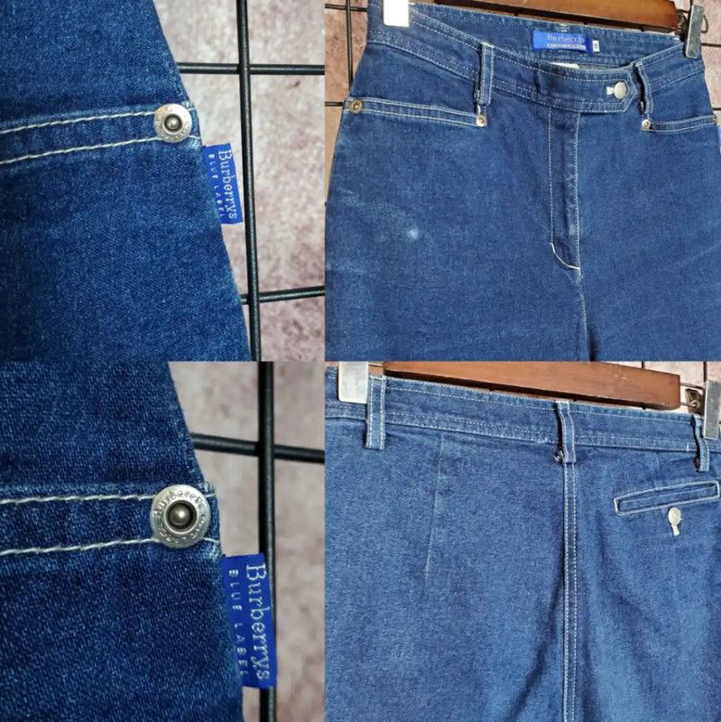 Burberry Burberry Blue Cotton Blend Logo Casual Pants Size 23" - 3 Thumbnail