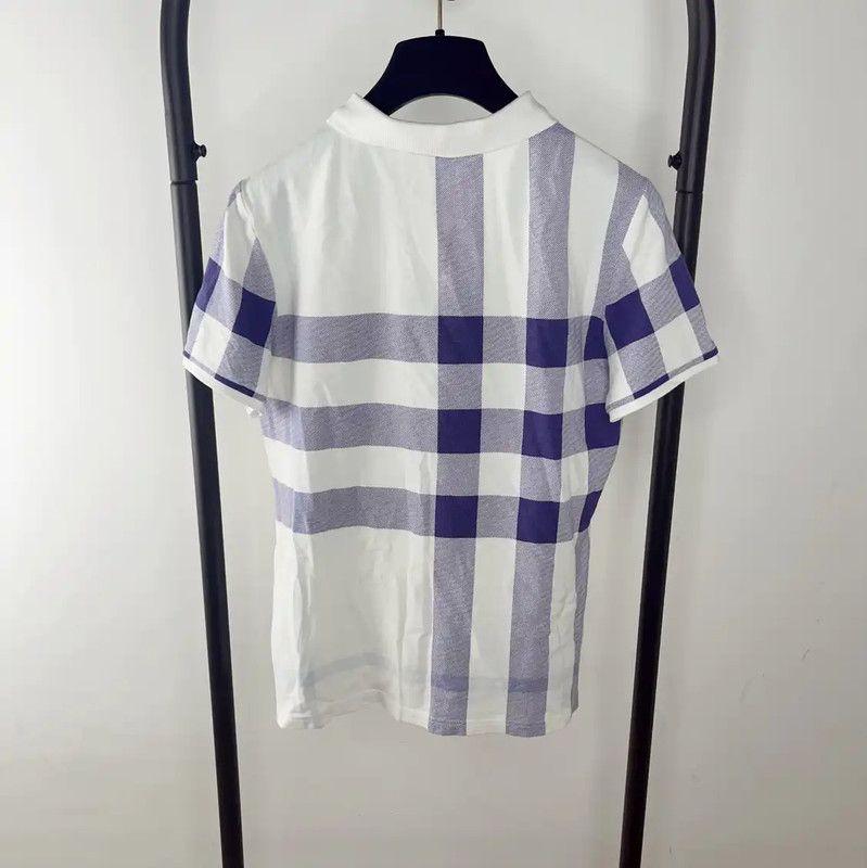 Burberry Burberry White and Purple Checkered Polo Size M / US 6-8 / IT 42-44 - 2 Thumbnail
