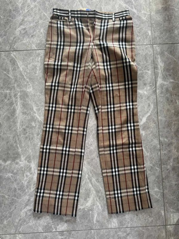 Burberry Burberry Beige Check Cotton Blend Casual Pants Size 23" - 3 Thumbnail