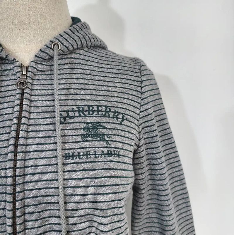 Burberry Burberry Gray Striped Cotton Blend Cardigan Size M / US 6-8 / IT 42-44 - 2 Thumbnail