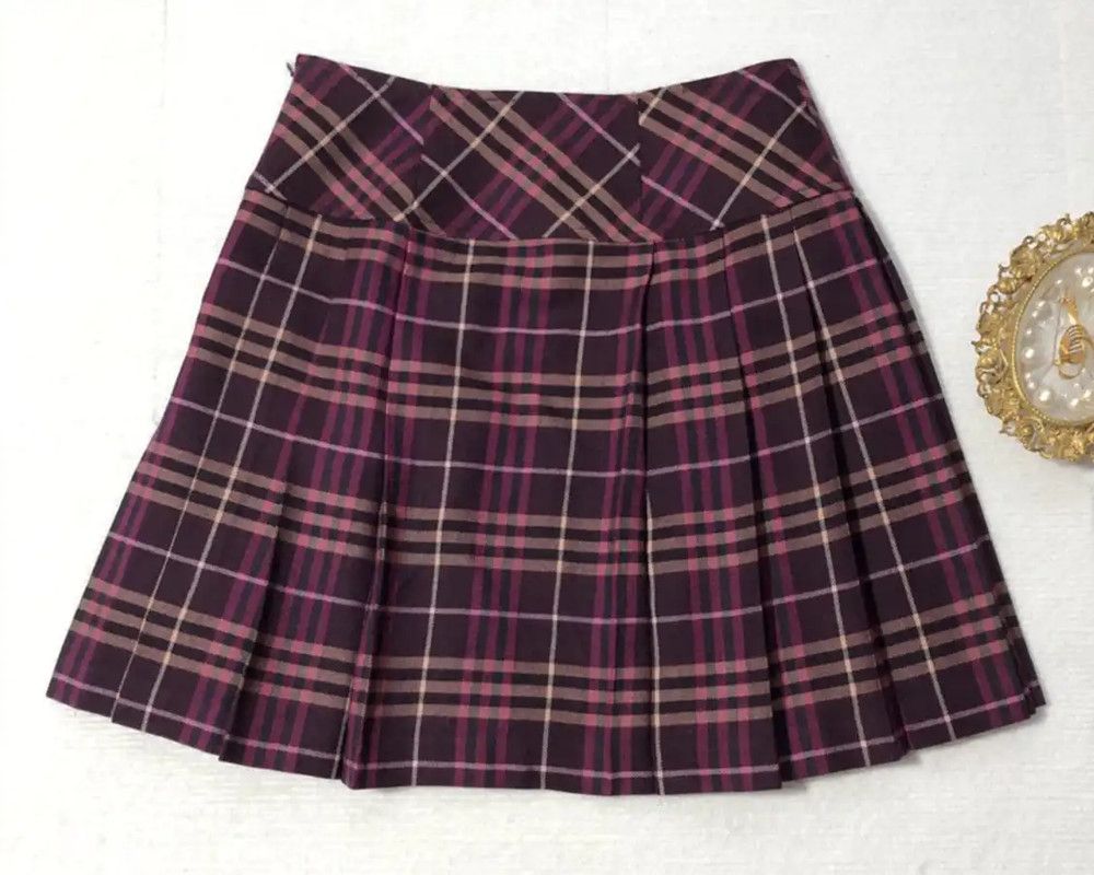 Burberry Burberry Purple Wool Women's Short Skirt Size 23" - 3 Thumbnail