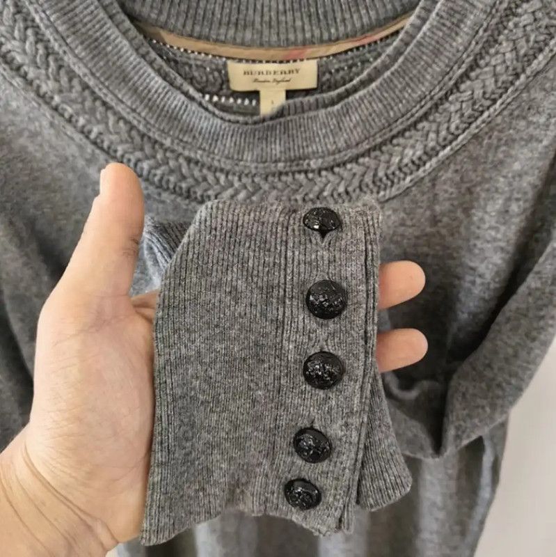 Burberry Burberry Women's Grey Wool Knit Sweater Size L / US 10 / IT 46 - 4 Thumbnail
