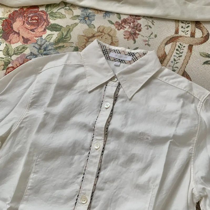 Burberry Burberry Cream Cotton Long Sleeve Shirt Size M / US 6-8 / IT 42-44 - 2 Thumbnail