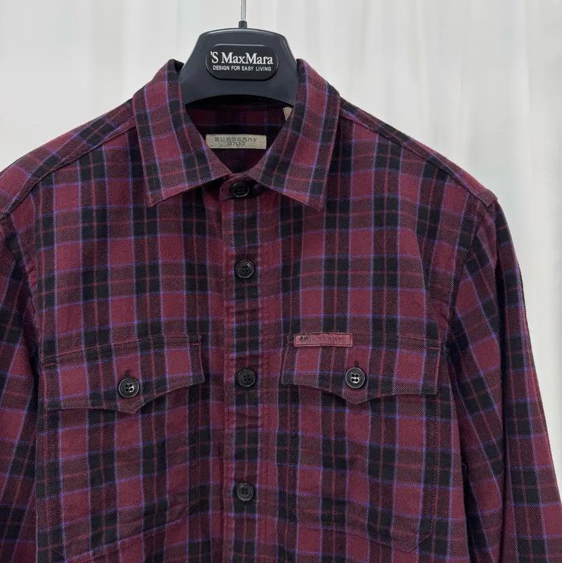 Burberry Burberry Spring Purple Cotton Logo Plaid Shirt Size S / US 4 / IT 40 - 3 Thumbnail
