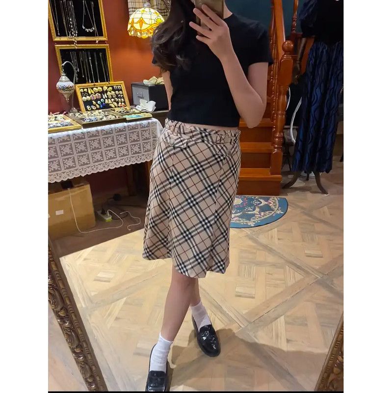 Burberry Burberry Khaki Wool Mid-Length Skirt Size 23" - 6 Thumbnail
