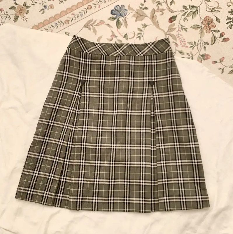 Burberry Burberry Green Wool Plaid Skirt Size 23" - 4 Thumbnail