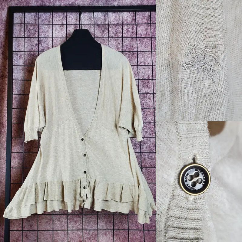 Burberry Burberry Summer Khaki Ruffled Knit Top Size M / US 6-8 / IT 42-44 - 3 Thumbnail