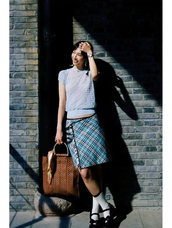 Burberry Burberry Women's S Size Turquoise Plaid Skirt Size 23" - 7 Thumbnail