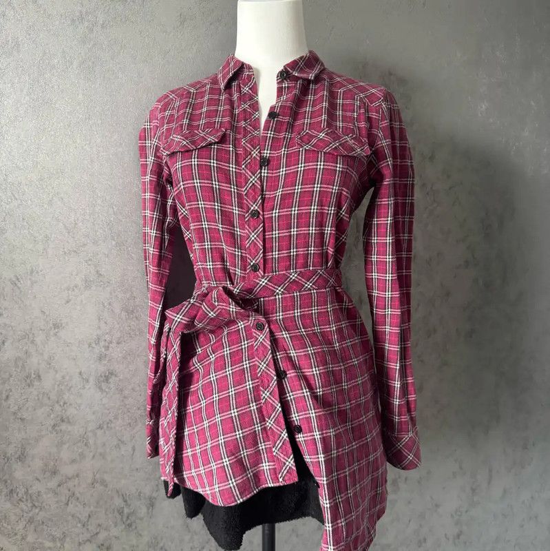 Burberry Burberry Red Checkered Long Sleeve Shirt for Women Size M / US 6-8 / IT 42-44 - 2 Thumbnail