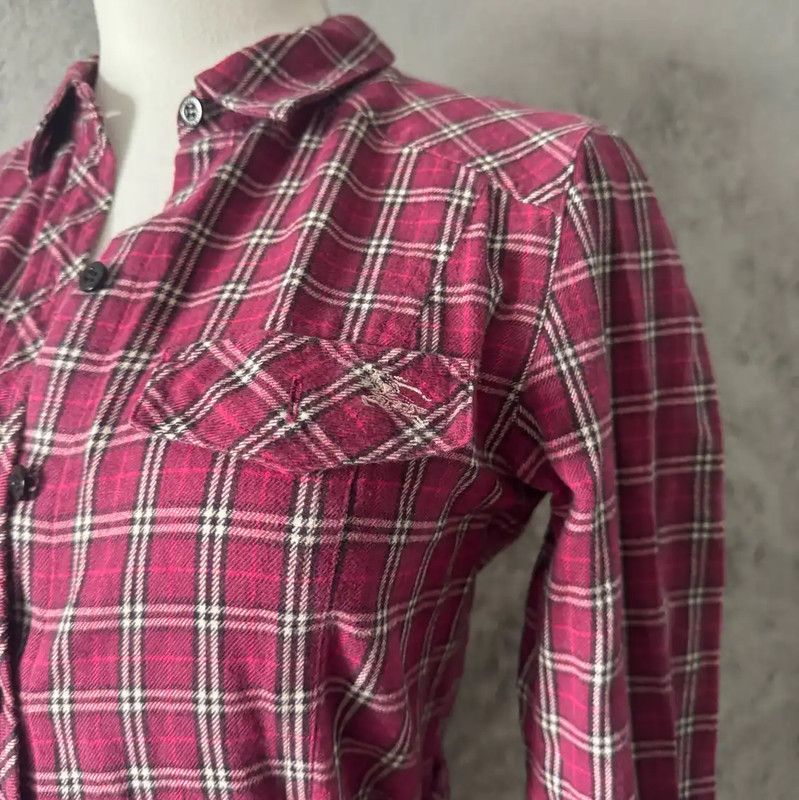 Burberry Burberry Red Checkered Long Sleeve Shirt for Women Size M / US 6-8 / IT 42-44 - 3 Thumbnail