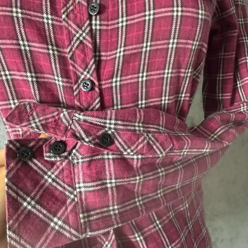 Burberry Burberry Red Checkered Long Sleeve Shirt for Women Size M / US 6-8 / IT 42-44 - 6 Thumbnail