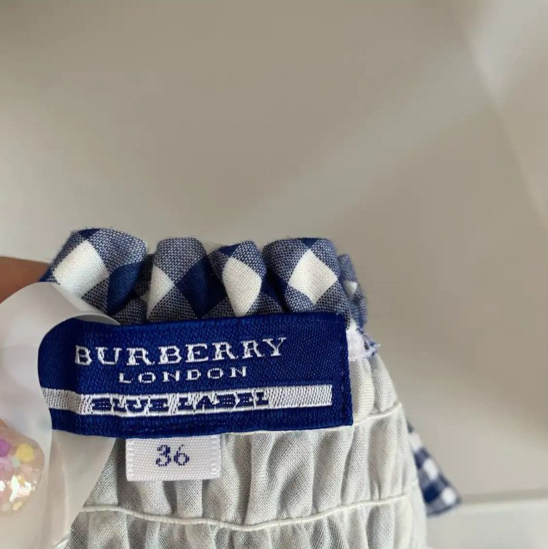 Burberry Burberry Blue Check Cotton Midi Dress Size S / US 4 / IT 40 - 6 Thumbnail