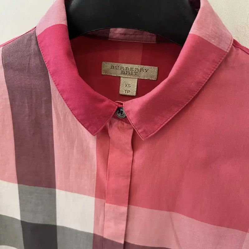 Burberry Burberry Pink Checked Long Sleeve Shirt Size XS / US 0-2 / IT 36-38 - 5 Thumbnail