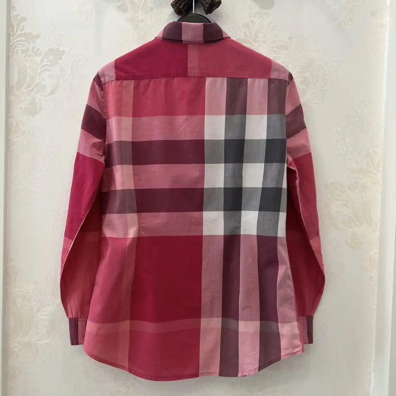 Burberry Burberry Pink Checked Long Sleeve Shirt Size XS / US 0-2 / IT 36-38 - 2 Thumbnail