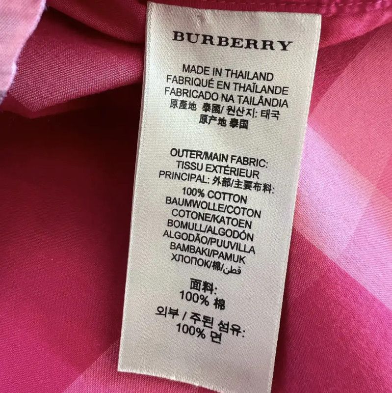 Burberry Burberry Pink Checked Long Sleeve Shirt Size XS / US 0-2 / IT 36-38 - 6 Thumbnail