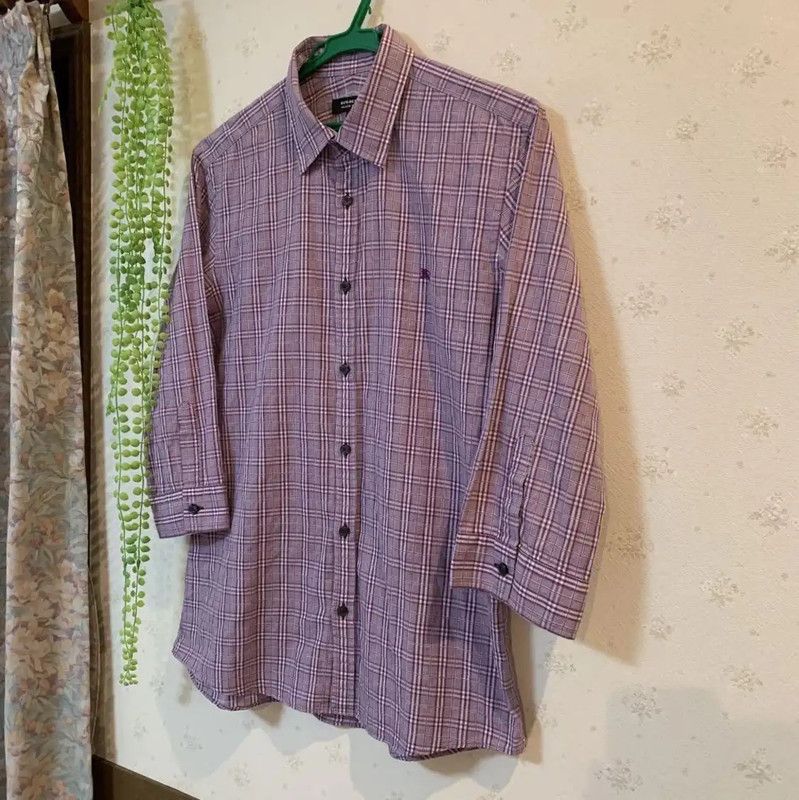 Burberry Burberry Long Sleeve Purple Cotton Shirt Size M / US 6-8 / IT 42-44 - 2 Thumbnail