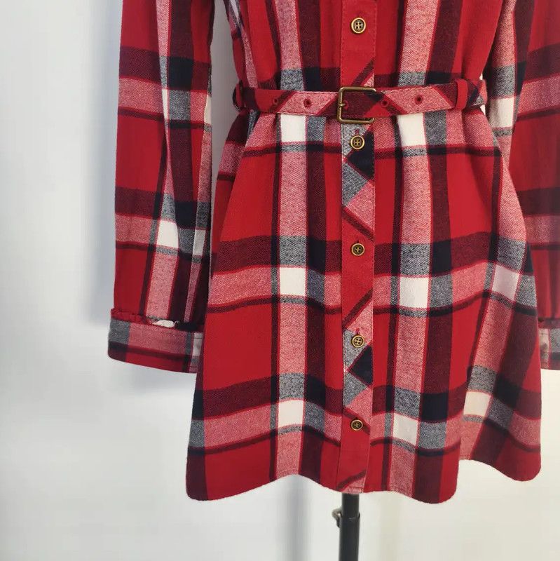 Burberry Burberry Red Cotton Check Long Sleeve Shirt Size M / US 6-8 / IT 42-44 - 4 Thumbnail