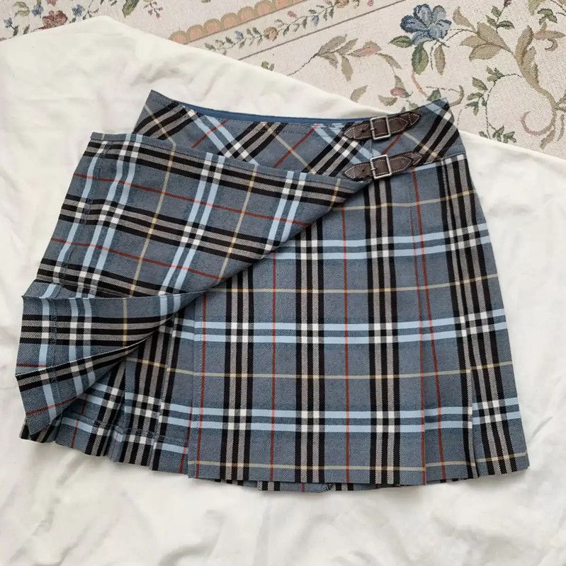 Burberry Burberry Blue Wool Pleated Skirt Size 23" - 5 Thumbnail