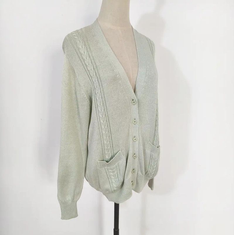 Burberry Burberry Light Green Long Sleeve Cardigan Size M / US 6-8 / IT 42-44 - 2 Thumbnail