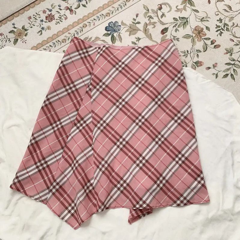 Burberry Burberry Pink Checked Wool Blend Skirt Size 23" - 8 Thumbnail
