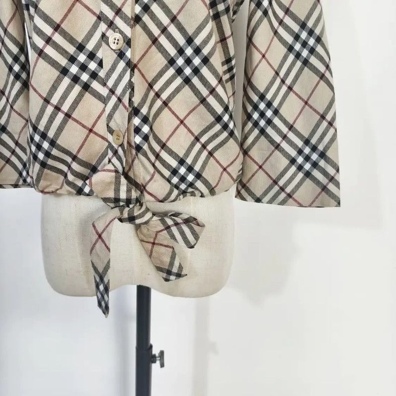 Burberry Burberry Women's Khaki Cotton Check Shirt Size M / US 6-8 / IT 42-44 - 2 Thumbnail