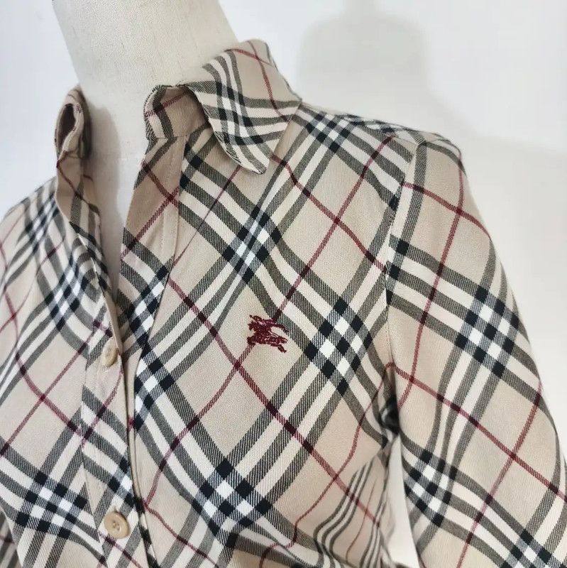 Burberry Burberry Women's Khaki Cotton Check Shirt Size M / US 6-8 / IT 42-44 - 3 Thumbnail