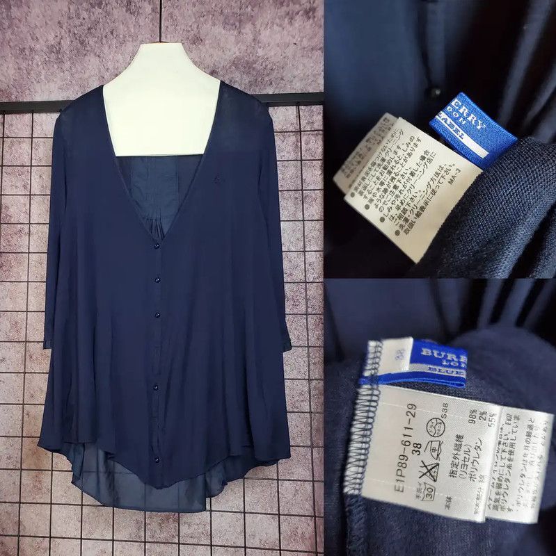 Burberry Burberry Elegant Summer Blue Long Sleeve Top Size M / US 6-8 / IT 42-44 - 2 Thumbnail