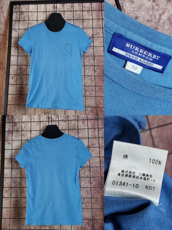 Burberry Burberry Blue Cotton Logo Short-Sleeve T-Shirt Size M / US 6-8 / IT 42-44 - 3 Thumbnail