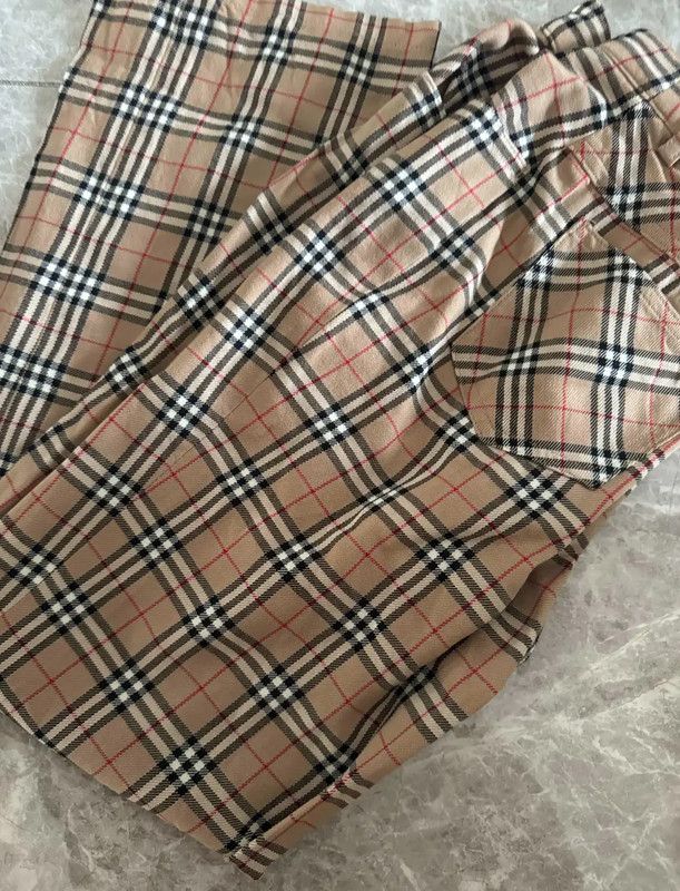 Burberry Burberry Khaki Check Wool Trousers for Women Size 23" - 2 Thumbnail