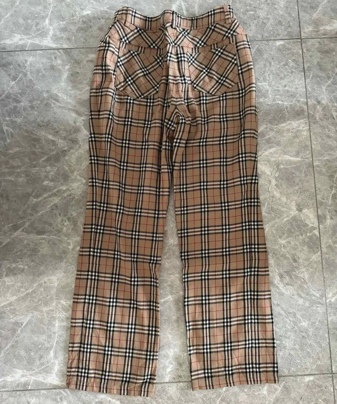 Burberry Burberry Khaki Check Wool Trousers for Women Size 23" - 8 Thumbnail