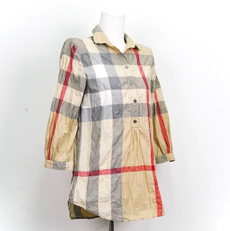 Burberry Burberry Summer Beige Check Long Sleeve Shirt Size XS / US 0-2 / IT 36-38 - 3 Thumbnail