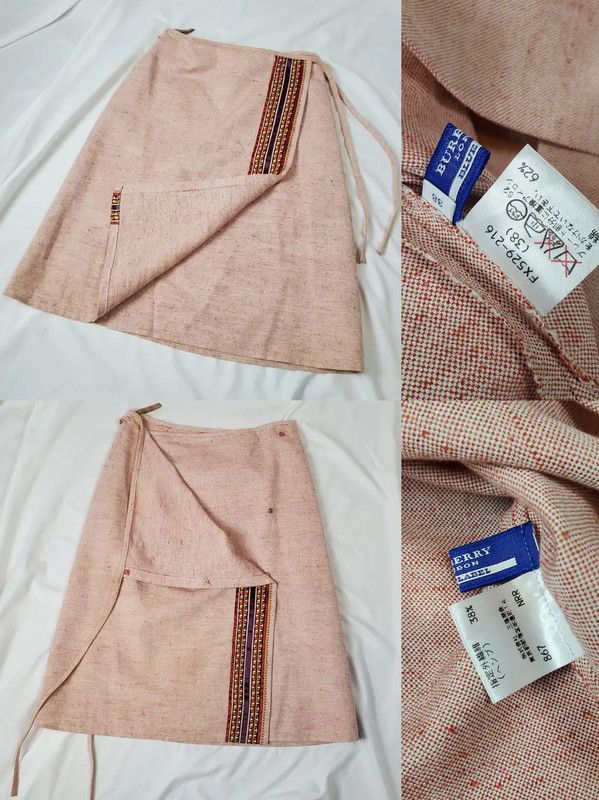 Burberry Burberry A-Line Skirt in Orange Pink Cotton Blend Size 23" - 2 Thumbnail