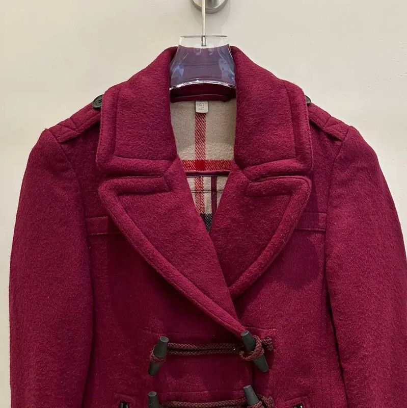Burberry Women's Wine Red Double-Breasted Coat