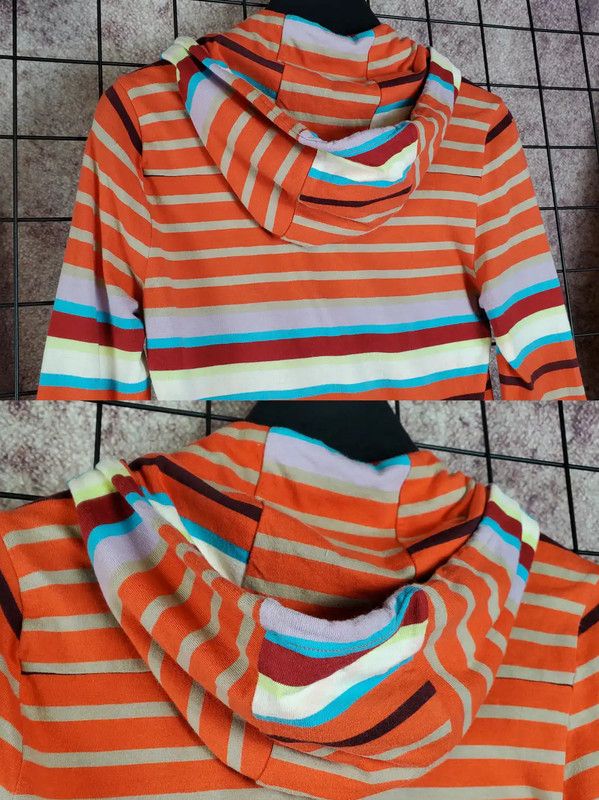 Burberry Burberry Orange Striped Cotton Blend Hooded Cardigan Size S / US 4 / IT 40 - 8 Thumbnail
