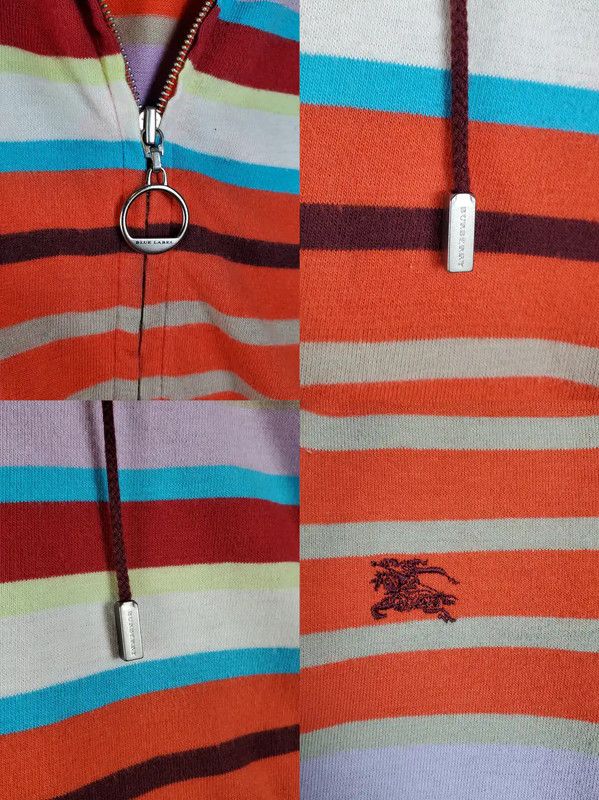 Burberry Burberry Orange Striped Cotton Blend Hooded Cardigan Size S / US 4 / IT 40 - 5 Thumbnail