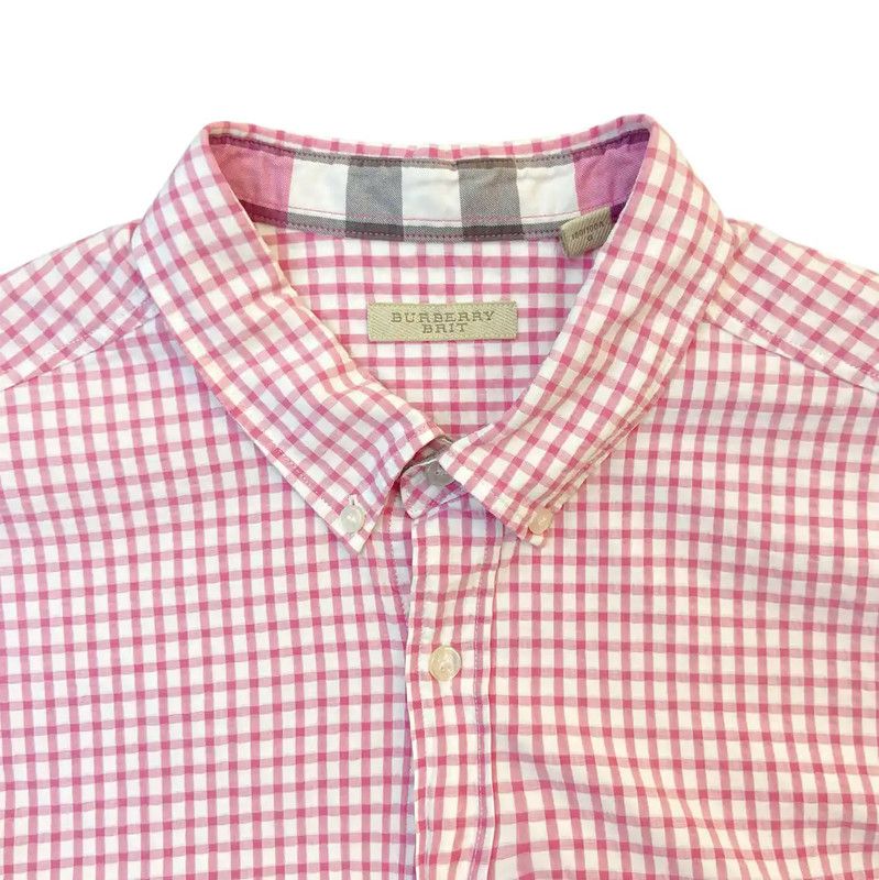 Burberry Burberry Pink Check Short Sleeve Shirt Size L / US 10 / IT 46 - 5 Thumbnail