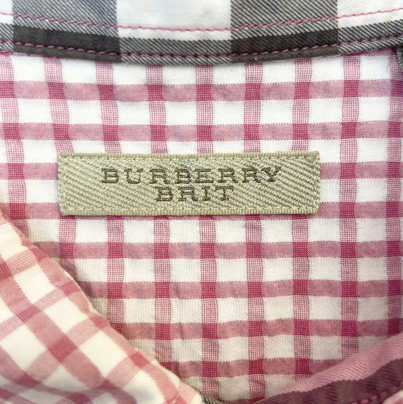 Burberry Burberry Pink Check Short Sleeve Shirt Size L / US 10 / IT 46 - 6 Thumbnail