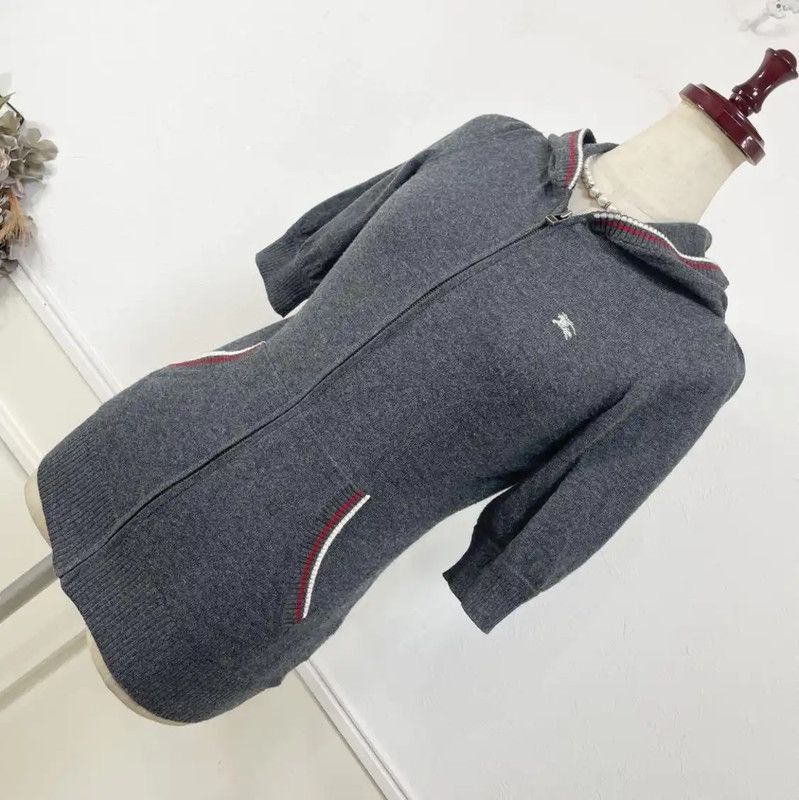 Burberry Burberry Gray Cotton Blend Hooded Cardigan Size M / US 6-8 / IT 42-44 - 8 Thumbnail