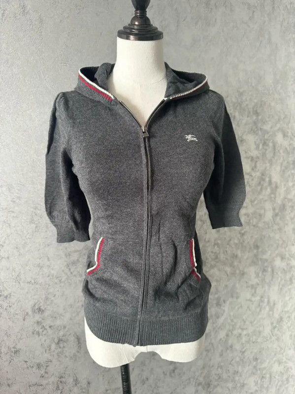 Burberry Burberry Gray Cotton Blend Hooded Cardigan Size M / US 6-8 / IT 42-44 - 3 Thumbnail