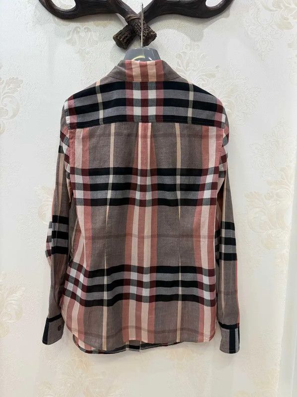 Burberry Burberry Light Gray Cotton Check Long Sleeve Shirt Size XS / US 0-2 / IT 36-38 - 2 Thumbnail
