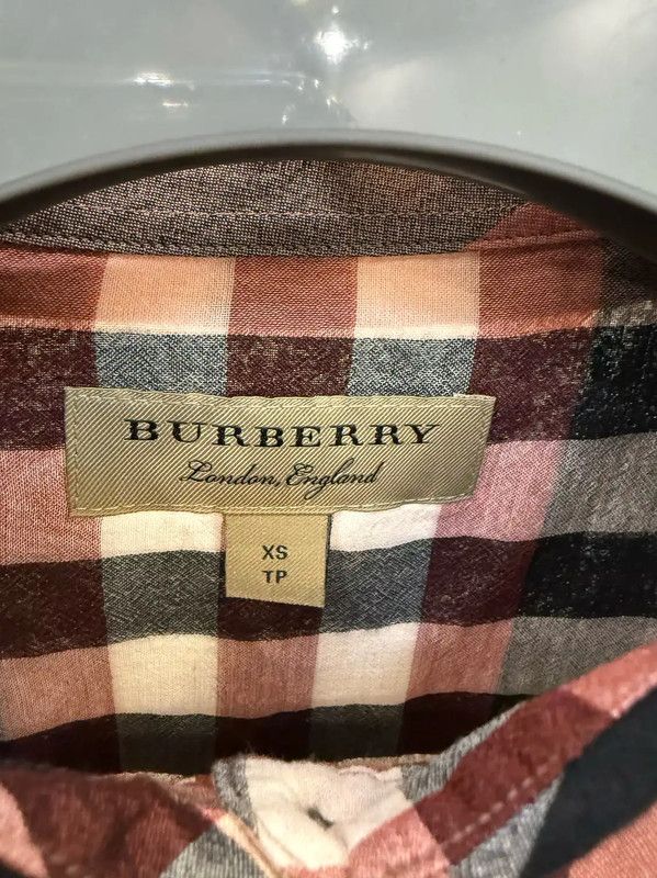Burberry Burberry Light Gray Cotton Check Long Sleeve Shirt Size XS / US 0-2 / IT 36-38 - 6 Thumbnail