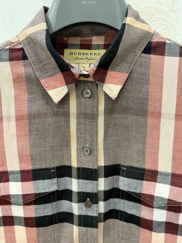 Burberry Burberry Light Gray Cotton Check Long Sleeve Shirt Size XS / US 0-2 / IT 36-38 - 4 Thumbnail