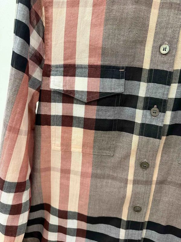 Burberry Burberry Light Gray Cotton Check Long Sleeve Shirt Size XS / US 0-2 / IT 36-38 - 3 Thumbnail