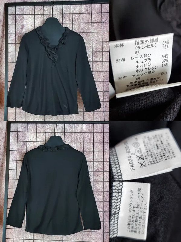 Burberry Burberry Black Wool Blend Long Sleeve Top Size M / US 6-8 / IT 42-44 - 2 Thumbnail