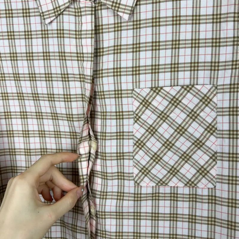 Burberry Burberry Pink Cotton Checkered Shirt Size ONE SIZE - 3 Thumbnail