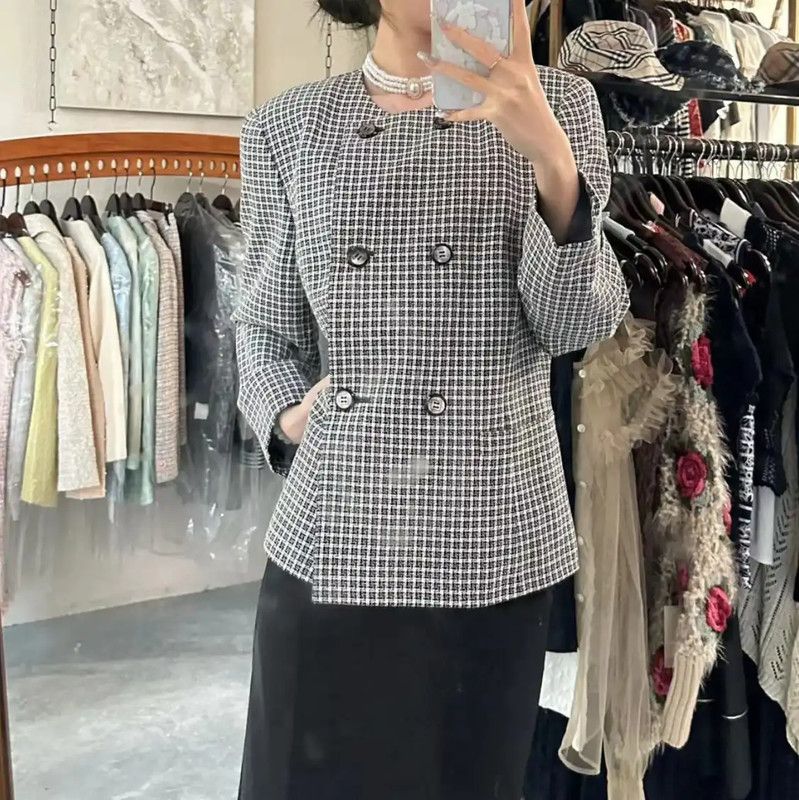 Burberry Burberry Colorblock Wool Blend Houndstooth Short Coat Size M / US 6-8 / IT 42-44 - 10 Thumbnail