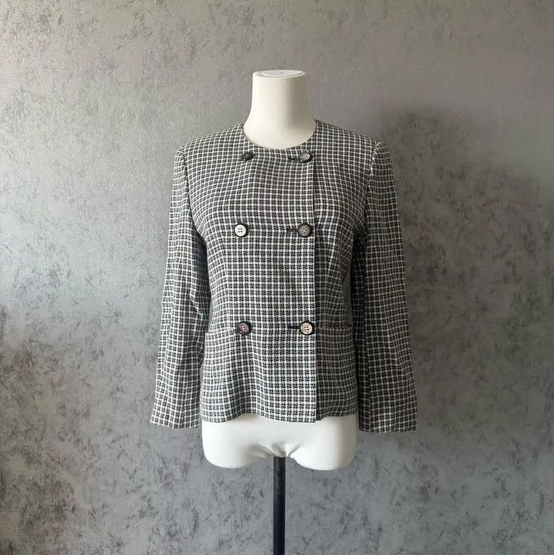 Burberry Burberry Colorblock Wool Blend Houndstooth Short Coat Size M / US 6-8 / IT 42-44 - 2 Thumbnail
